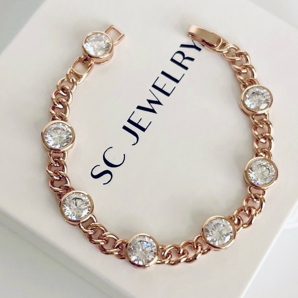 LAST ONE 🔥 Round Zircon Thick Chain Bracelet | 18K Gold Plated Luxury Jewelry - Picture 1 of 10